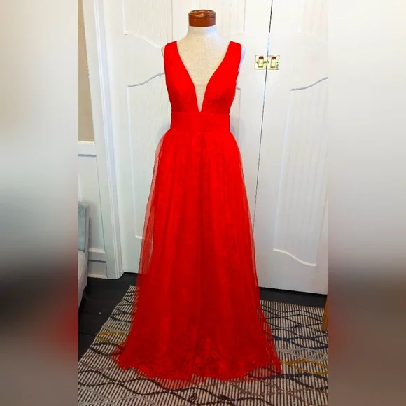 Hebeos | Dresses | Free Shipping Red Hebeos Evening Gown Or Prom Gown Size  S | Poshmark